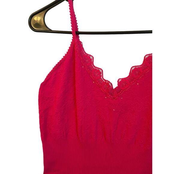 Express Y2K Vintage‎ Size M/L Pink Fitted Babydoll Cami Tank Top Rhinestone Lace - Picture 3 of 12